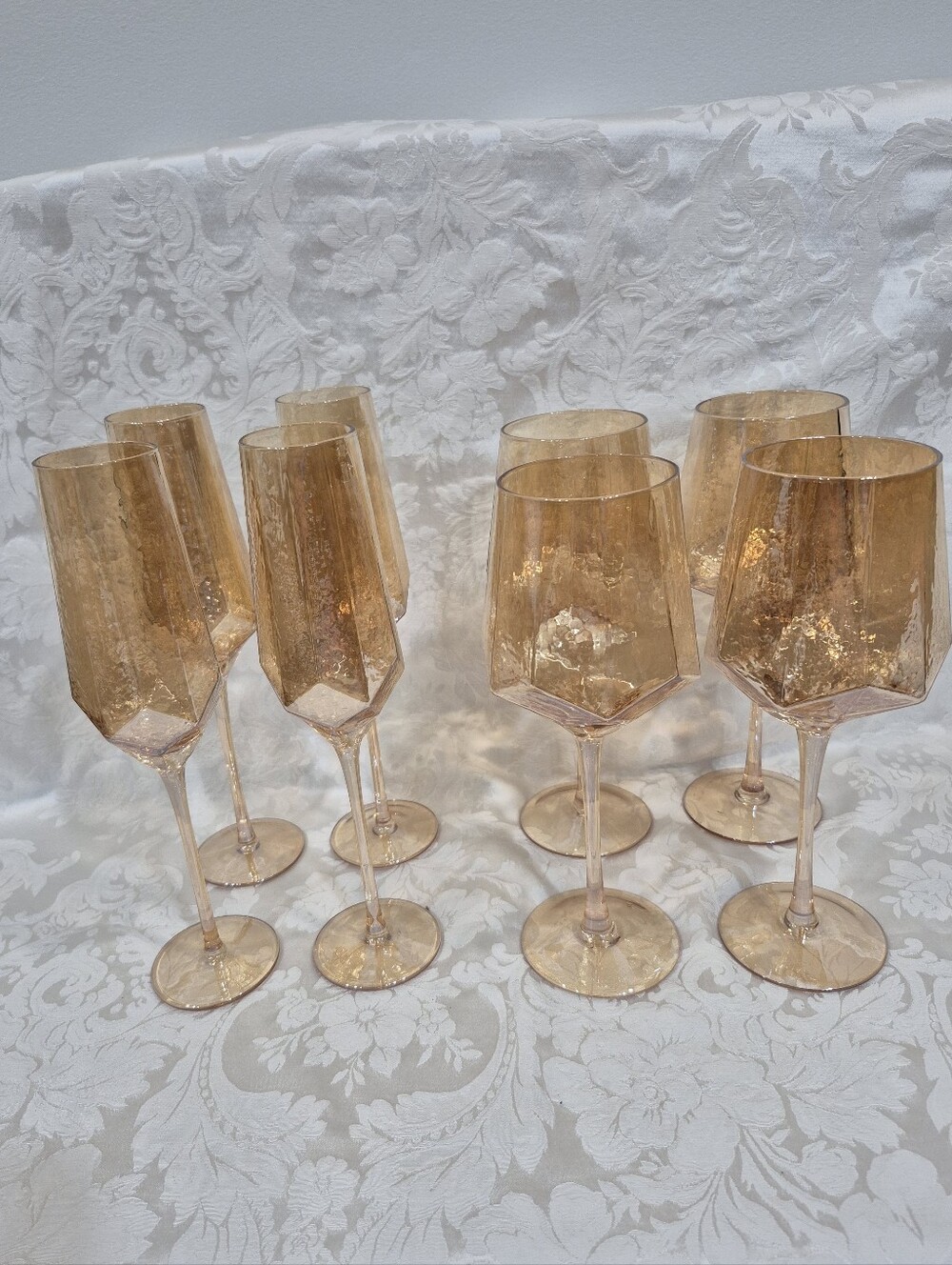 4 Wine & 4 Champange Amber Glassware
